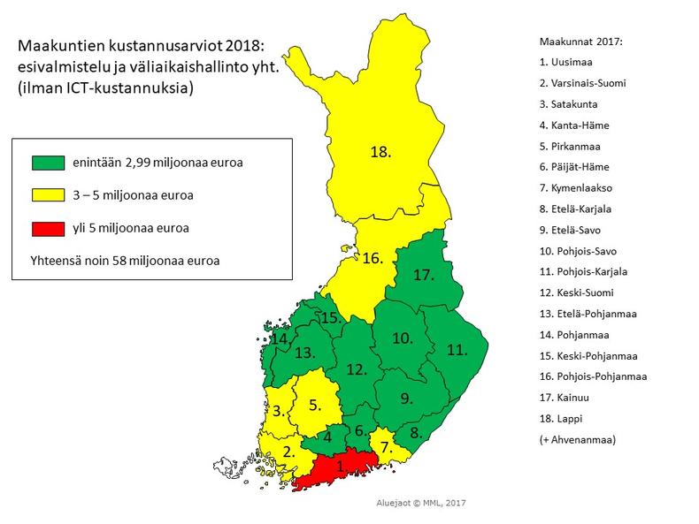 Maakuntien kustannusarviot 2018