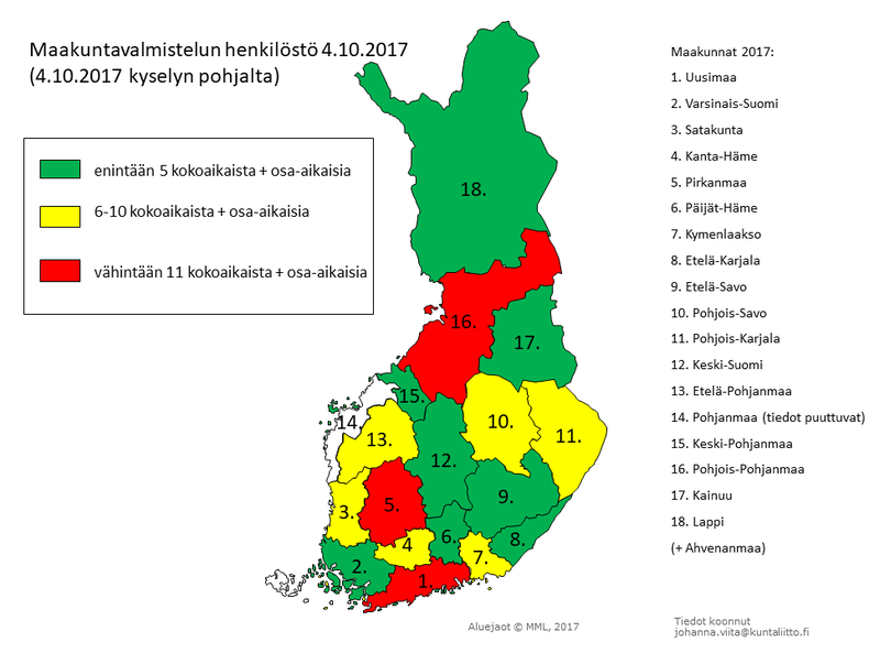 Maakuntavalmistelun henkilöstö 4.10.2017