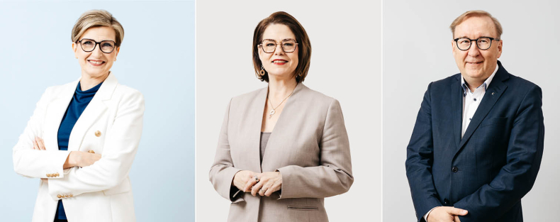 Kuntaliiton toimitusjohtajat Minna Karhunen, Timo Reina ja Susanna Huovinen