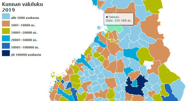 Kuntien väestömäärät -kuvituskuva.