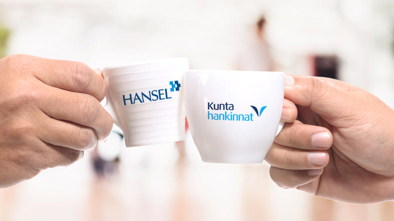 kuvituskuva KL-Kuntahankintojen ja Hanselin logoista